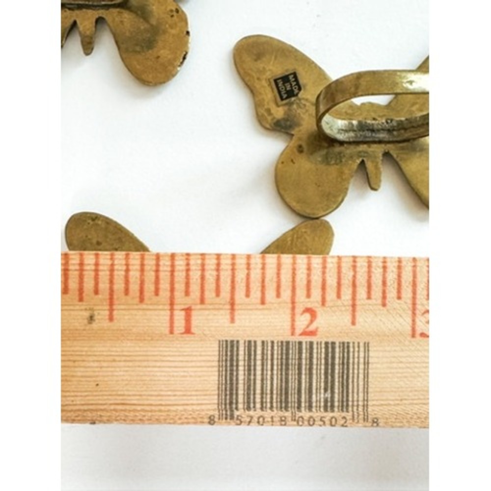 Set of 4 Solid Brass Butterfly Napkin Rings Made in India Vintage Table Decor - Picture 6 of 9